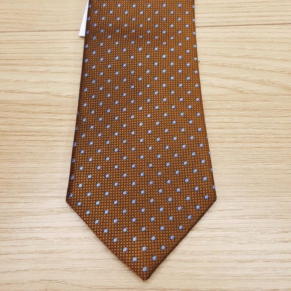 BLOOMINGDALES MENS STORE Neck Tie Bronze Blue Micro Dot 100% Silk Necktie